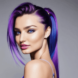 Ponytail Blue & Purple Hairstyle AI avatar/profile picture for women